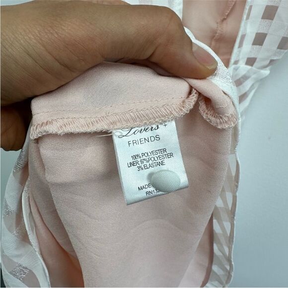 Lovers & Friends Ivory Gingham Checkered Halter Open Back Mini A-line Dress S - Picture 7 of 10